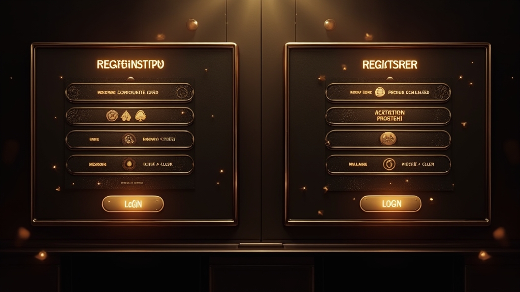 Registratie- en loginbegrippen naast elkaar in een casino-context