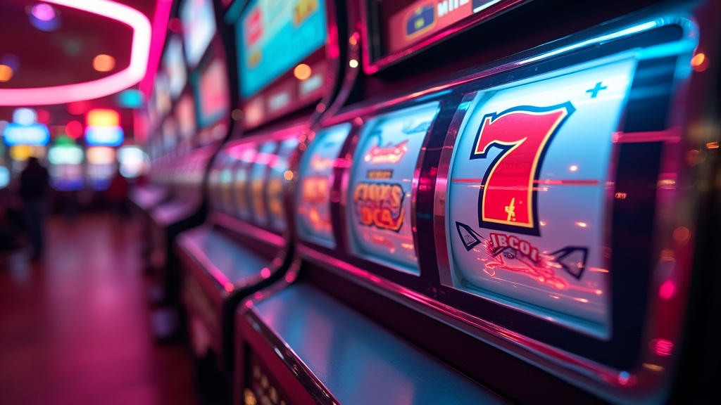 Snelle slotreels met meerdere spelpanelen in een donkere, dynamische casino-omgeving.