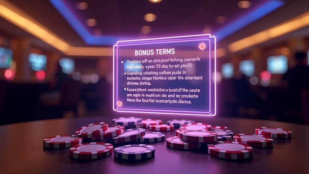 Bonusvoorwaarden op een holografisch scherm in een casino